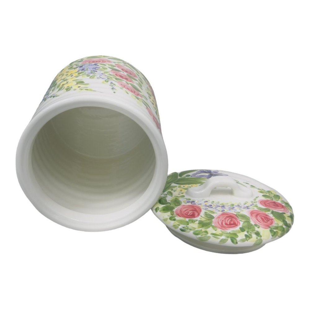 Heavenly Garden Ceramic Kitchen Cookie Jar w/Lid Floral Pattern Multicolor 6” - Picture 6 of 10
